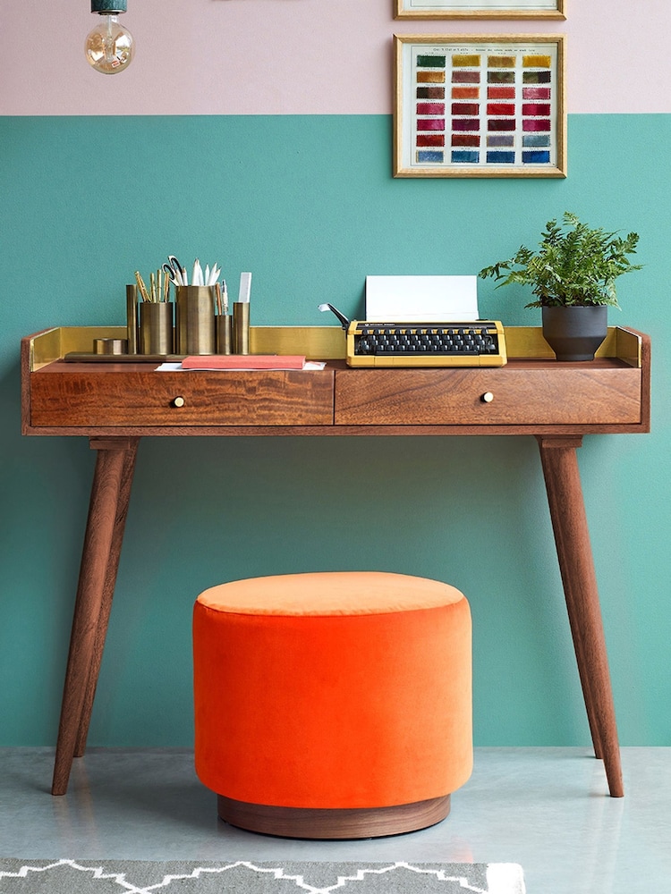 Swoon Mid Brown Fresco Mango Wood Two Drawer Desk - Image 1 of 6