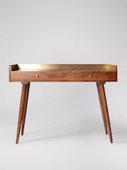 Swoon Mid Brown Fresco Mango Wood Two Drawer Desk - Image 2 of 6