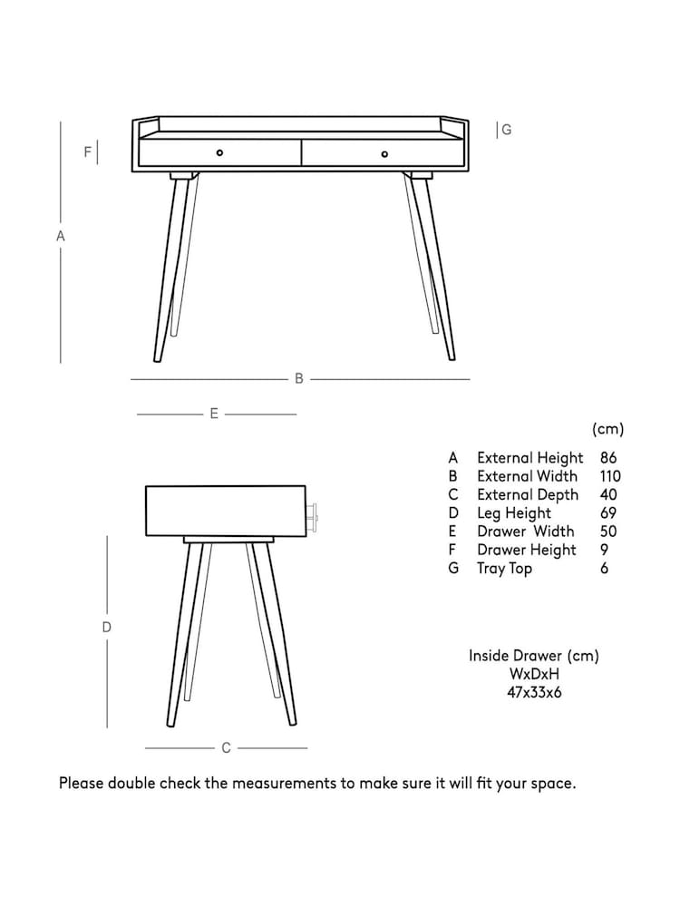 Swoon Mid Brown Fresco Mango Wood Two Drawer Desk - Image 6 of 6