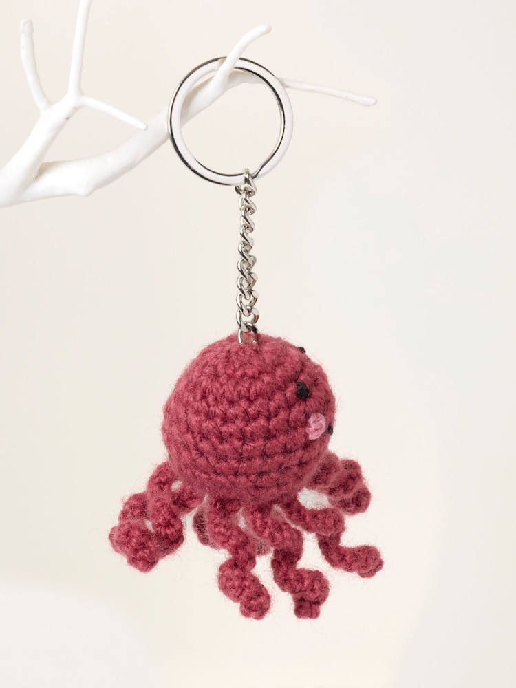 FatFace Pink Octopus Crochet Keyring - Image 2 of 3 FatFace Pink Octopus Crochet Keyring - Image 2 of 3