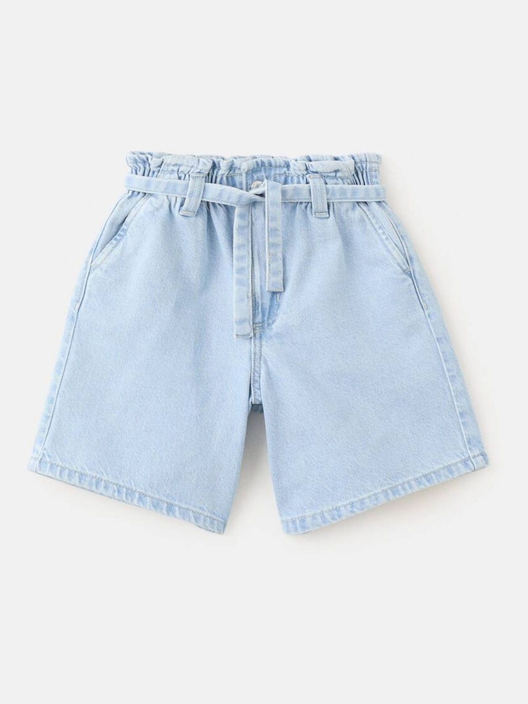 Mango Blue Drawstring Denim Shorts - Image 1 of 3