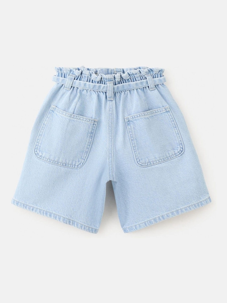 Mango Blue Drawstring Denim Shorts - Image 2 of 3