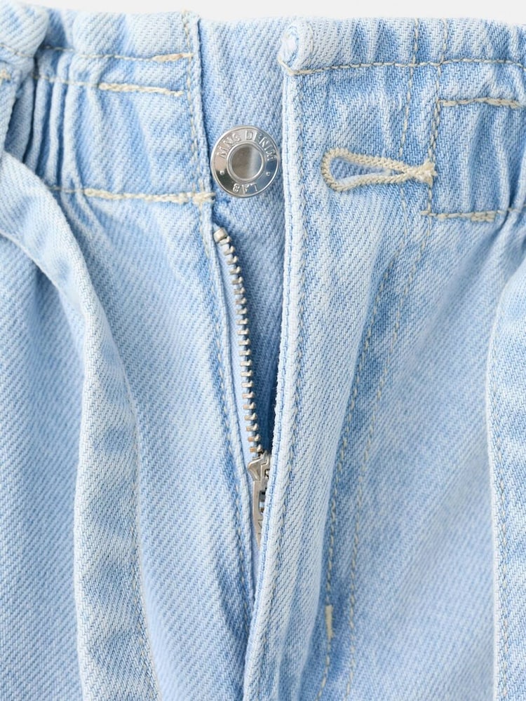 Mango Blue Drawstring Denim Shorts - Image 3 of 3