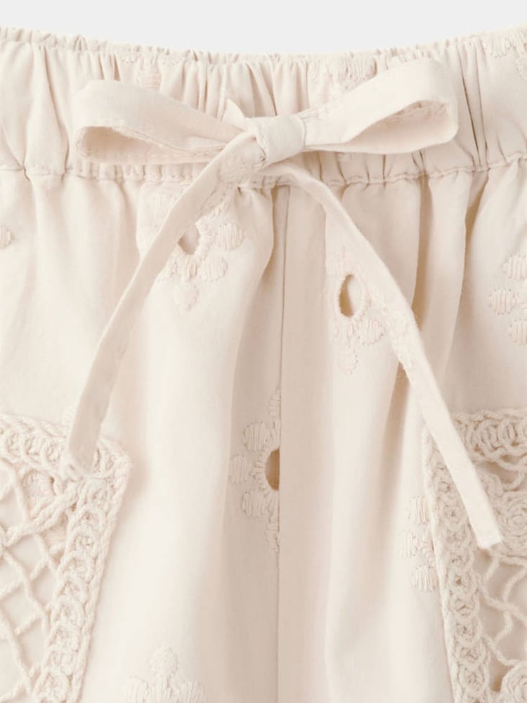 Mango Nude Broderie Crotchet Shorts - Image 4 of 4