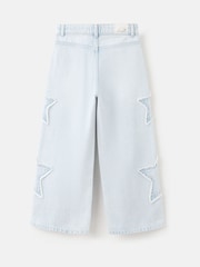 Mango Blue WIde Leg Star Denim Jeans - Image 4 of 5