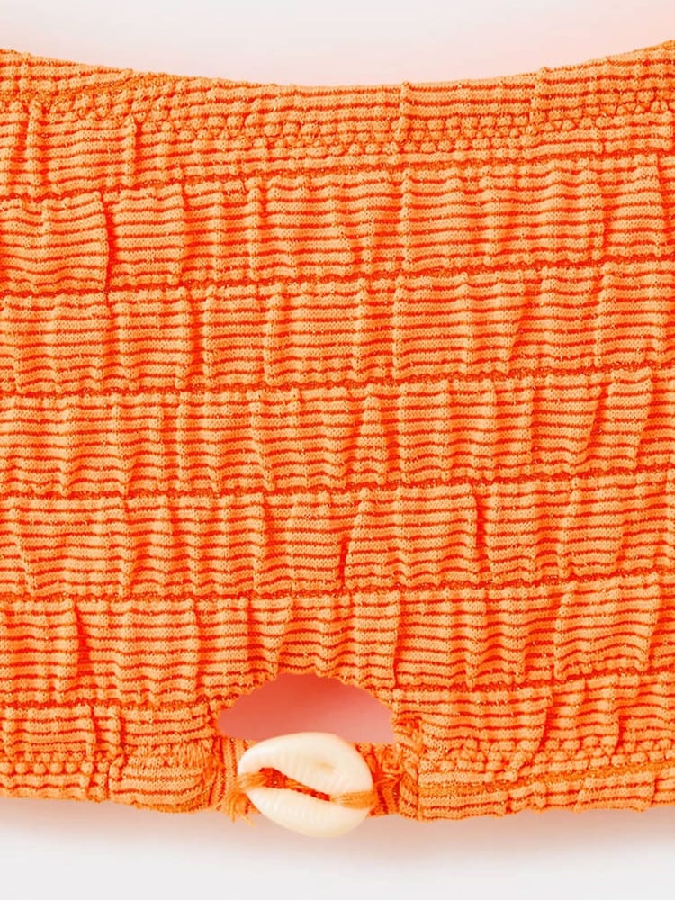 Mango Orange Shirred Shell Detail Bikini - Image 4 of 4