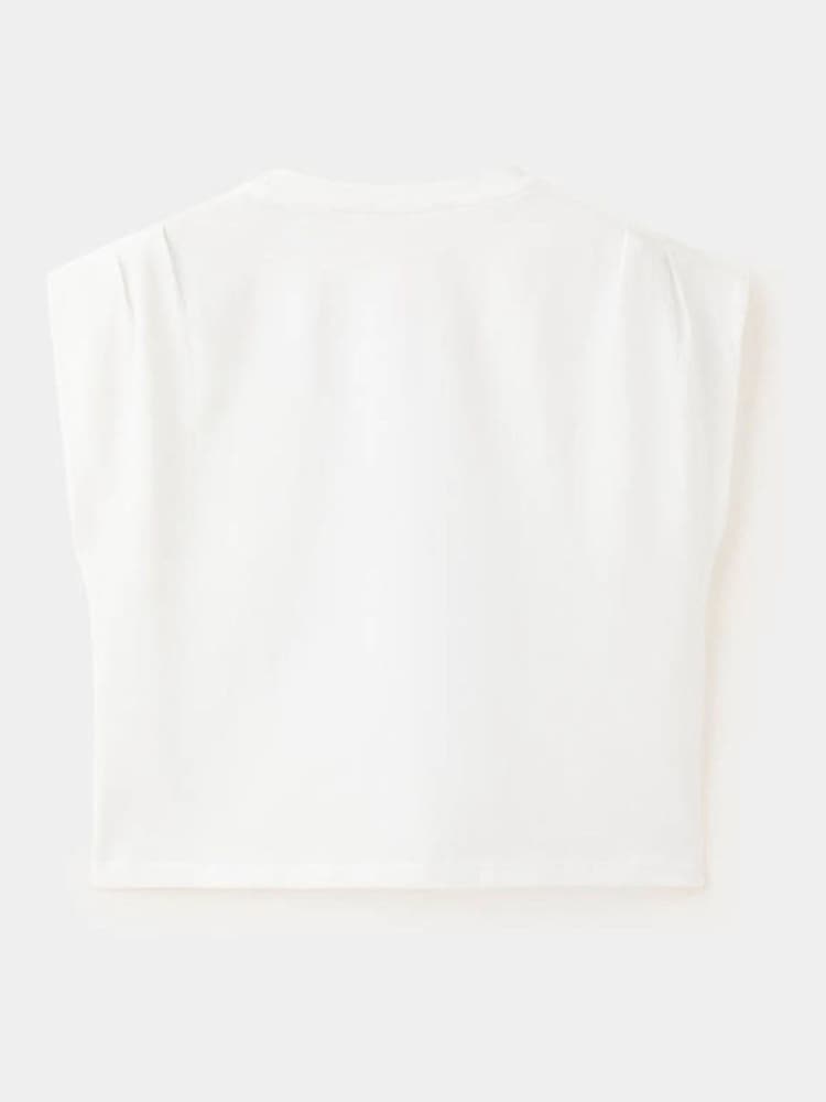 Mango White Sleeveless T-Shirt - Image 2 of 4