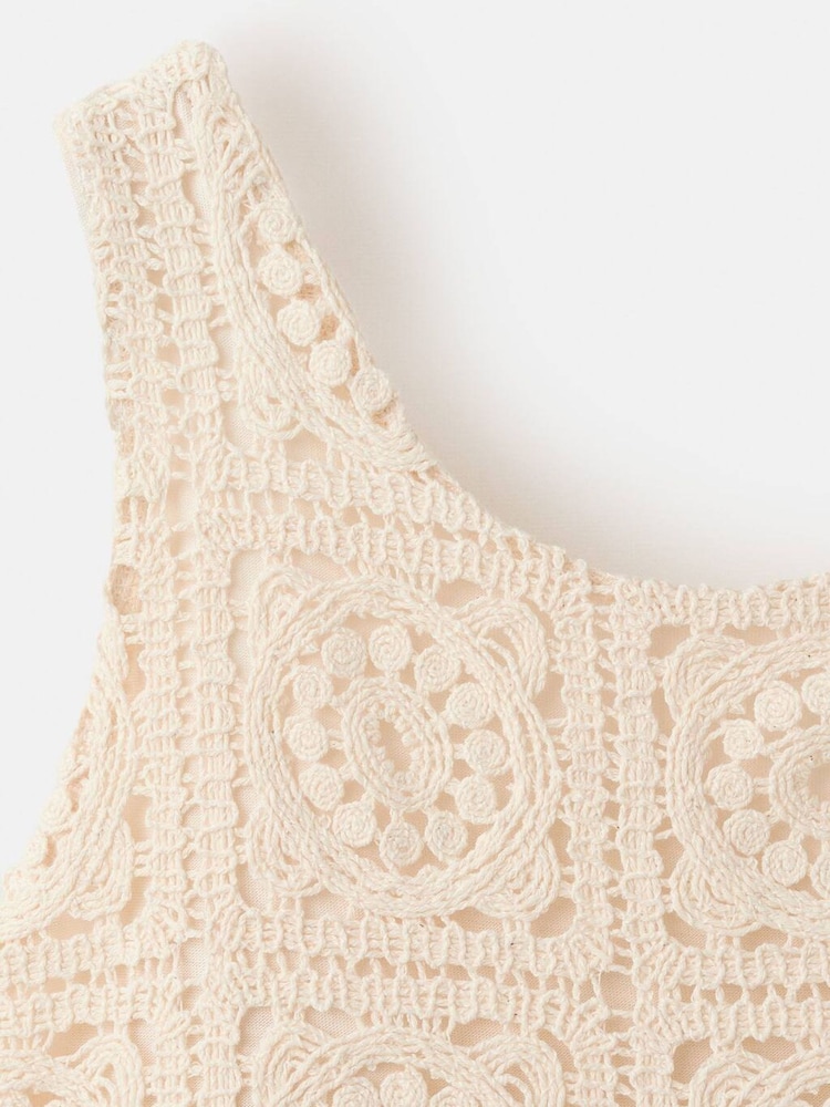 Mango Nude Crotchet Summer Dress - Image 3 of 3