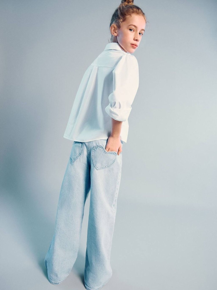 Mango Blue Wide Leg Heart Pocket Jeans - Image 2 of 5