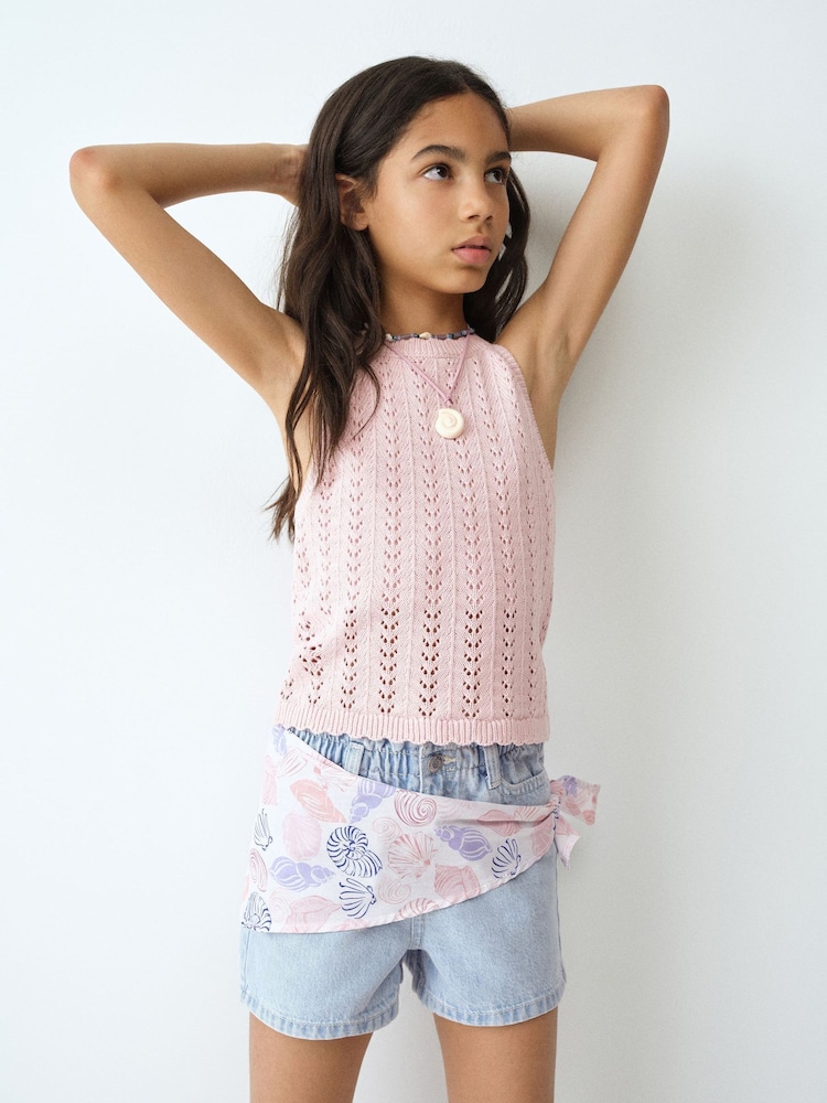 Mango Pink Crotchet Knit Vest - Image 2 of 5