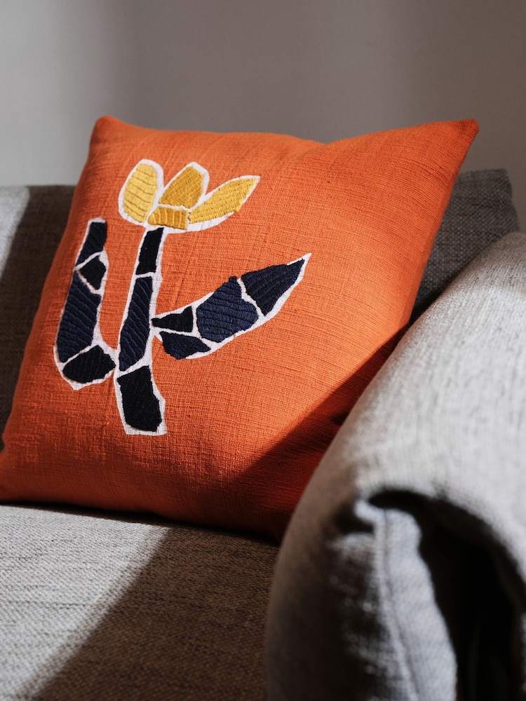 The Conran Shop Orange Pieces Solitary Flower Cushion 50 x 50cm - Image 4 of 4