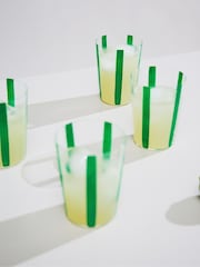 The Conran Shop Set of 4 Green Nova Stripe 500ml Tumblers - Image 2 of 5