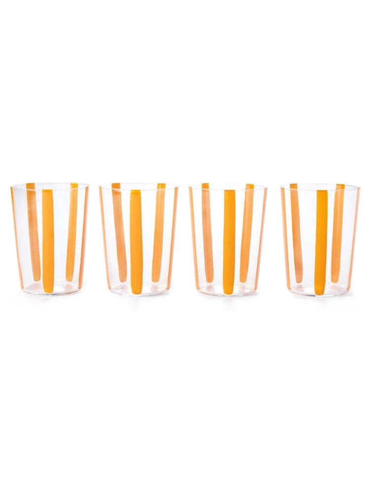 The Conran Shop Set of 4 Orange Nova Stripe 500ml Tumblers - Image 1 of 5 The Conran Shop Set of 4 Orange Nova Stripe 500ml Tumblers - Image 1 of 5