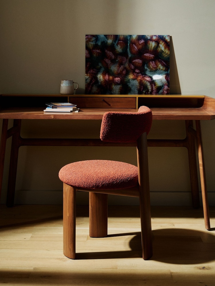 The Conran Shop Set of 2 Walnut Oxide Red Pip Dining Chairs - Image 2 of 7