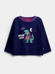 Jojo Maman Bébé Navy Blue Halloween Glow In The Dark Top - Image 1 of 4