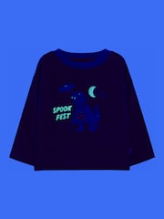 Jojo Maman Bébé Navy Blue Halloween Glow In The Dark Top - Image 2 of 4