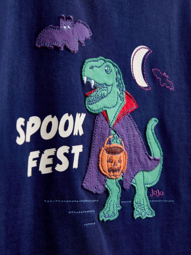 Jojo Maman Bébé Navy Blue Halloween Glow In The Dark Top - Image 4 of 4 Jojo Maman Bébé Navy Blue Halloween Glow In The Dark Top - Image 4 of 4