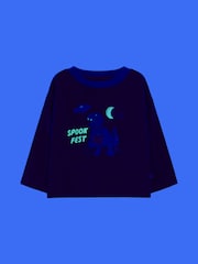 Jojo Maman Bébé Navy Blue Halloween Glow In The Dark Top - Image 5 of 5
