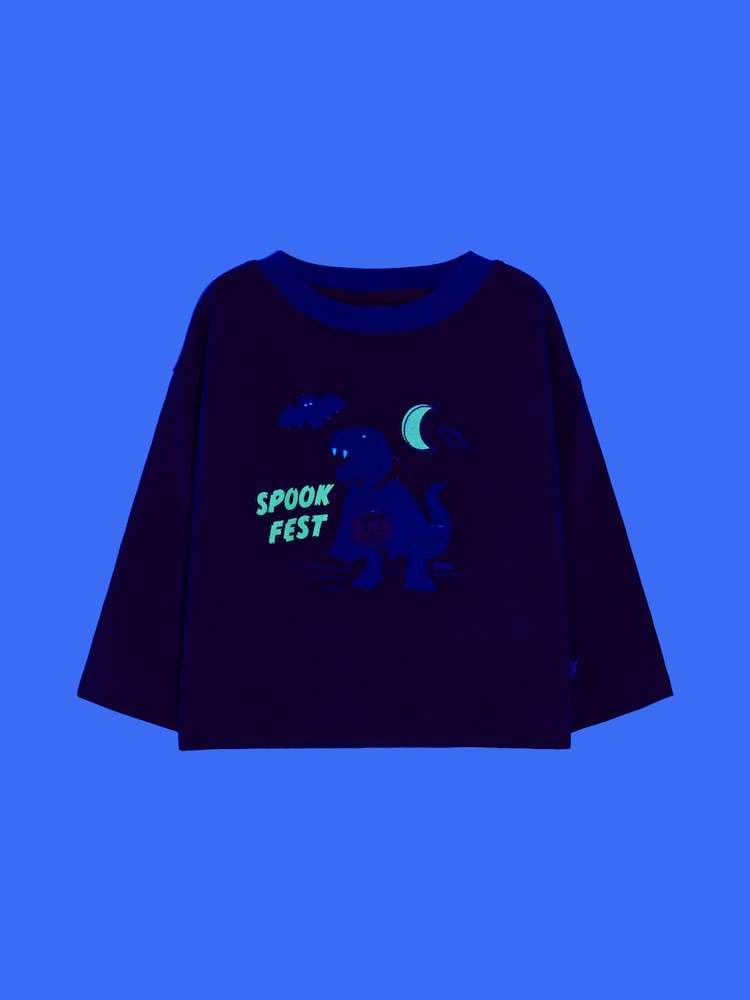 Jojo Maman Bébé Navy Blue Halloween Glow In The Dark Top - Image 5 of 5