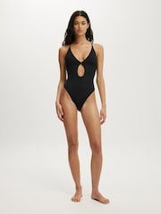 Cotton On Black Keyhole Strappy One Piece Brazilian Swimsuit - Image 3 of 5