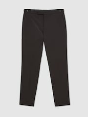 Reiss Chocolate Brown Dream Wool-Blend Side-Adjuster Suit Trousers Tailored-Fit - Image 2 of 7