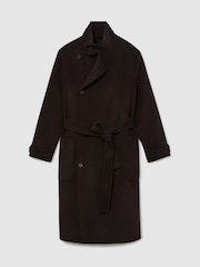 Reiss Dark Brown Selation Wool-Blend Blindseam Belted Overcoat - Image 2 of 7