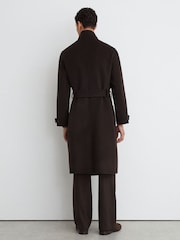 Reiss Dark Brown Selation Wool-Blend Blindseam Belted Overcoat - Image 5 of 7