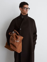 Reiss Dark Brown Selation Wool-Blend Blindseam Belted Overcoat - Image 6 of 7