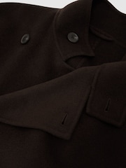Reiss Dark Brown Selation Wool-Blend Blindseam Belted Overcoat - Image 7 of 7