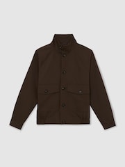 Reiss Taupe Brown Romano Cotton-Blend Harrington Jacket - Image 2 of 7