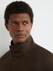Reiss Taupe Brown Romano Cotton-Blend Harrington Jacket - Image 3 of 7