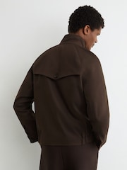 Reiss Taupe Brown Romano Cotton-Blend Harrington Jacket - Image 6 of 7