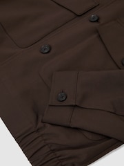 Reiss Taupe Brown Romano Cotton-Blend Harrington Jacket - Image 7 of 7
