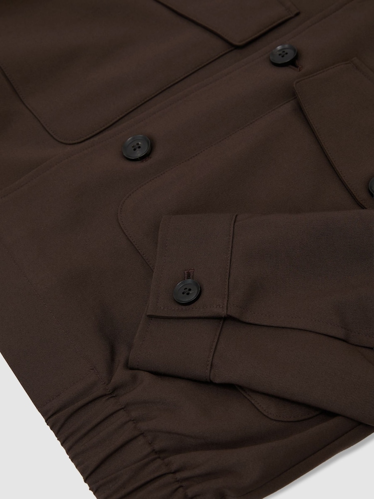 Reiss Taupe Brown Romano Cotton-Blend Harrington Jacket - Image 7 of 7 Reiss Taupe Brown Romano Cotton-Blend Harrington Jacket - Image 7 of 7