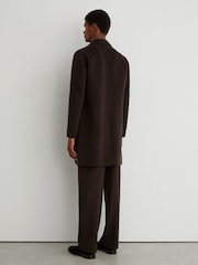 Reiss Dark Brown Knight Wool-Blend Single-Breasted Epsom Coat - Image 5 of 6