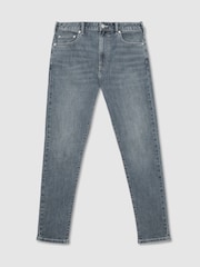 Reiss Washed Indigo Grey Cast Maddison Tapered Slim-Fit Jeans - Image 2 of 6