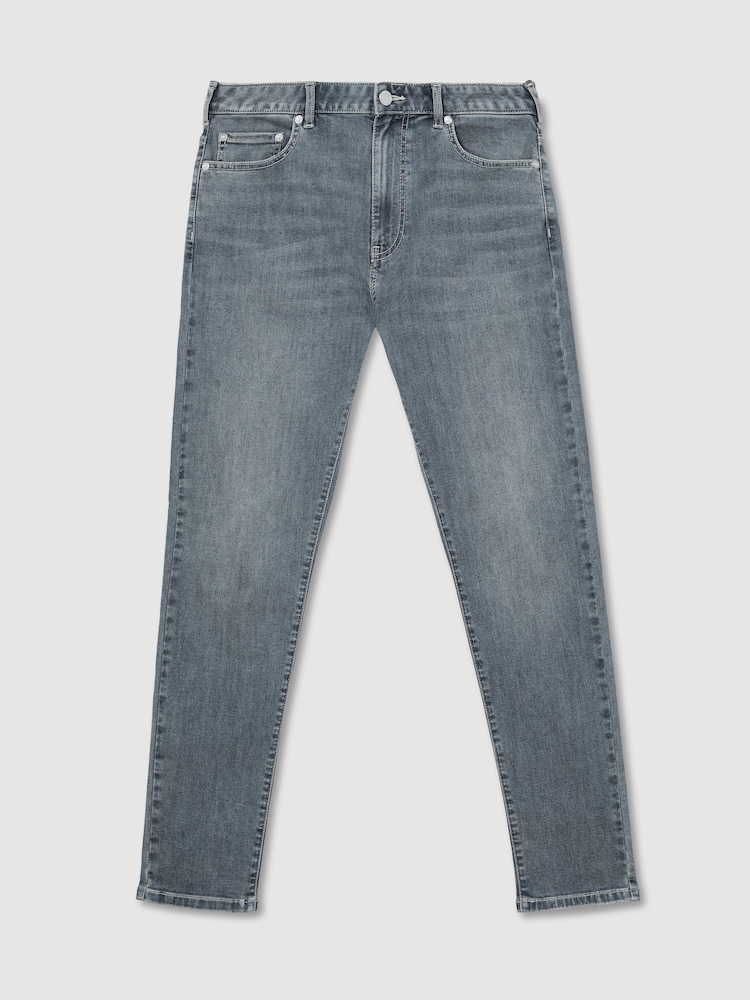 Reiss Washed Indigo Grey Cast Maddison Tapered Slim-Fit Jeans - Image 2 of 6