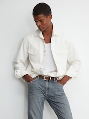 Reiss Washed Indigo Grey Cast Maddison Tapered Slim-Fit Jeans - Image 3 of 6