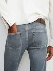 Reiss Washed Indigo Grey Cast Maddison Tapered Slim-Fit Jeans - Image 5 of 6