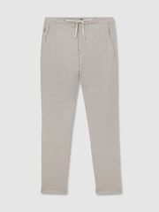 Reiss Grey Melange Trip R-Flex Four-Way Stretch Drawstring Trousers Tailored-Fit - Image 2 of 9