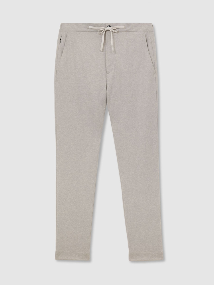Reiss Grey Melange Trip R-Flex Four-Way Stretch Drawstring Trousers Tailored-Fit - Image 2 of 9 Reiss Grey Melange Trip R-Flex Four-Way Stretch Drawstring Trousers Tailored-Fit - Image 2 of 9