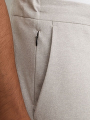 Reiss Grey Melange Trip R-Flex Four-Way Stretch Drawstring Trousers Tailored-Fit - Image 3 of 9
