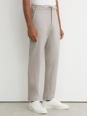 Reiss Grey Melange Trip R-Flex Four-Way Stretch Drawstring Trousers Tailored-Fit - Image 5 of 9
