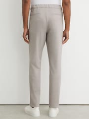 Reiss Grey Melange Trip R-Flex Four-Way Stretch Drawstring Trousers Tailored-Fit - Image 8 of 9