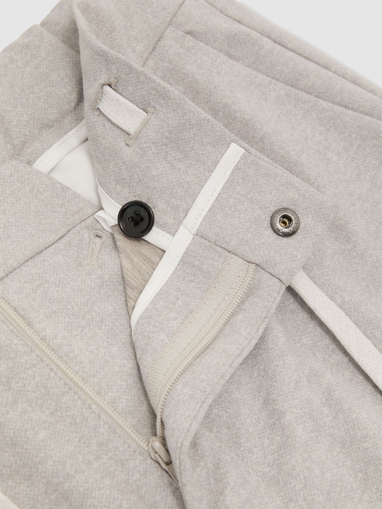 Reiss Grey Melange Trip R-Flex Four-Way Stretch Drawstring Trousers Tailored-Fit - Image 9 of 9 Reiss Grey Melange Trip R-Flex Four-Way Stretch Drawstring Trousers Tailored-Fit - Image 9 of 9