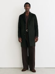 Reiss Green Knight Wool-Blend Single-Breasted Epsom Coat - Image 3 of 8