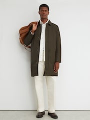 Reiss Olive Green Lawlen Technical Long Zip-Through Jacket - Image 1 of 7