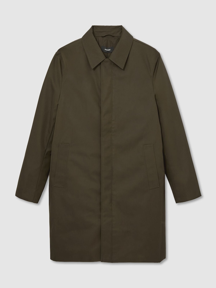 Reiss Olive Green Lawlen Technical Long Zip-Through Jacket - Image 2 of 7