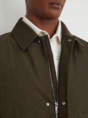 Reiss Olive Green Lawlen Technical Long Zip-Through Jacket - Image 6 of 7