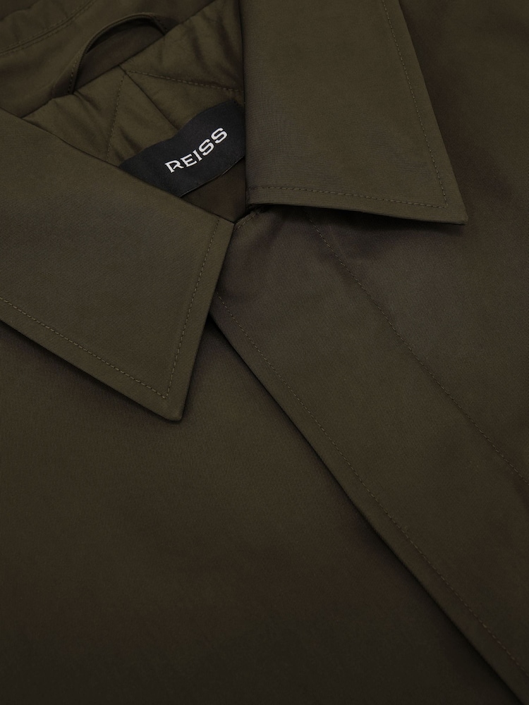 Reiss Olive Green Lawlen Technical Long Zip-Through Jacket - Image 7 of 7
